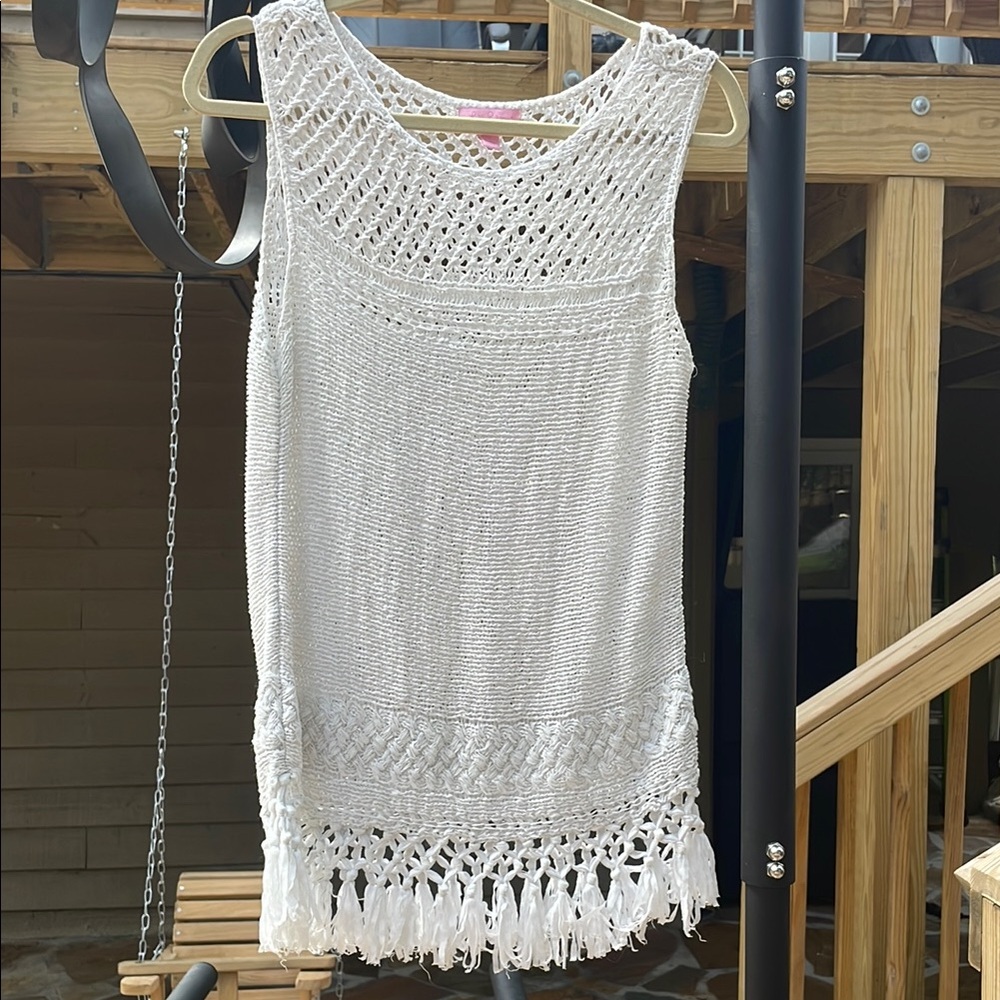 Lilly Pulitzer White Crochet Tank Top